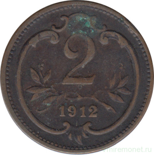 Монета. Австро-Венгерская империя. 2 геллера 1912 год.