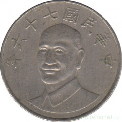 Монета. Тайвань. 10 долларов 1987 год. (76-й год Китайской республики).
