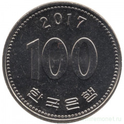 Монета. Южная Корея. 100 вон 2017 год. 