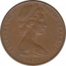 Монета. Новая Зеландия. 2 цента 1972 год. ав.
