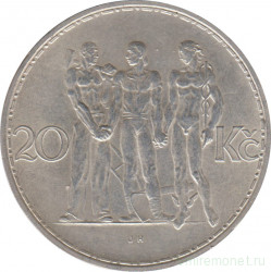 Монета. Чехословакия. 20 крон 1934 год.