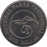 Монета. Новая Зеландия. 1 доллар 1987 год. 100 лет национальным паркам. ав.