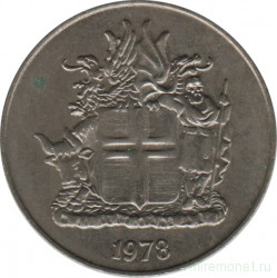 Монета. Исландия. 10 крон 1978 год.