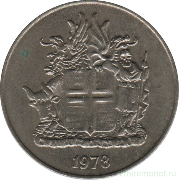 Монета. Исландия. 10 крон 1978 год.