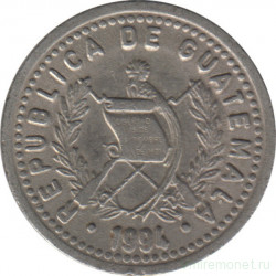 Монета. Гватемала. 10 сентаво 1994 год.