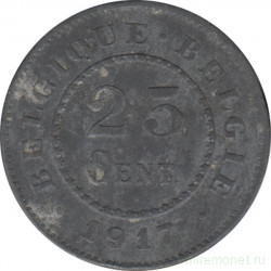 Монета. Бельгия. 25 сантимов 1917 год.