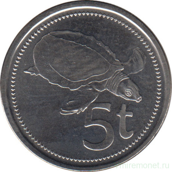 Монета. Папуа - Новая Гвинея. 5 тойя 2010 год.