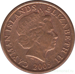 Монета. Каймановы острова. 1 цент 2005 год.