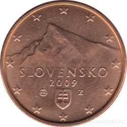 Монета. Словакия. 5 центов 2009 год.