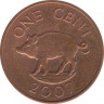 Монета. Бермудские острова. 1 цент 2007 год. ав.