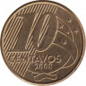 Монета. Бразилия. 10 сентаво 2008 год. ав.