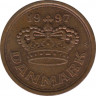 Монета. Дания. 25 эре 1997 год. ав.