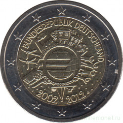 Монета. Германия. 2 евро 2012 год. 10 лет наличному обращению евро (G).