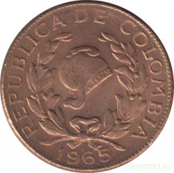 Монета. Колумбия. 5 сентаво 1965 год.