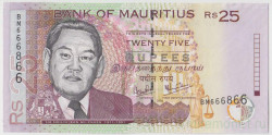 Банкнота. Маврикий. 25 рупий 2006 год.
