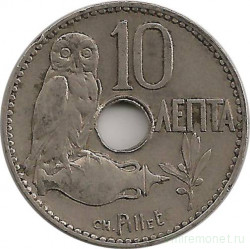 Монета. Греция. 10 лепт 1912 год.