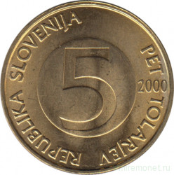 Монета. Словения. 5 толаров 2000 год.