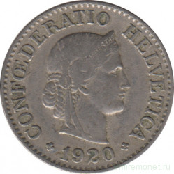 Монета. Швейцария. 10 раппенов 1920 год.