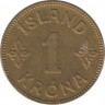  Монета. Исландия. 1 крона 1940 год. рев.