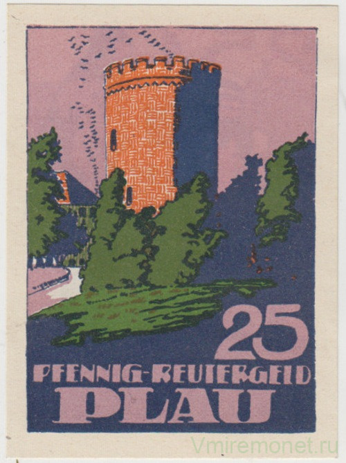 Бона. Нотгельд. Германия. Город Плау. 25 пфеннигов 1922 год. Вариант 1061.2.2.