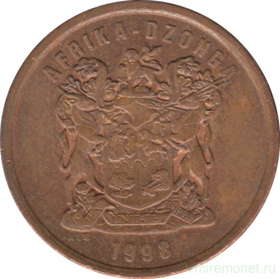 Монета. Южно-Африканская республика (ЮАР). 5 центов 1998 год.