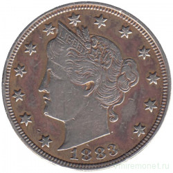 Монета. США. 5 центов 1883 год. Монета. США. 5 центов 1883 год.