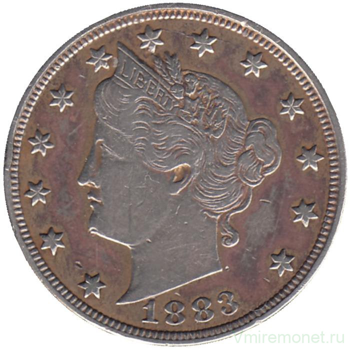 Монета. США. 5 центов 1883 год. Монета. США. 5 центов 1883 год.