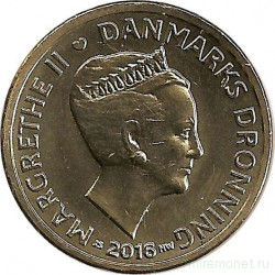 Монета. Дания. 10 крон 2016 год.
