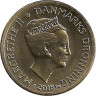 Аверс. Монета. Дания. 10 крон 2016 год.
