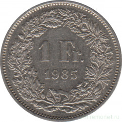 Монета. Швейцария. 1 франк 1985 год.