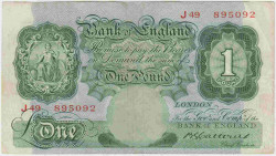 Банкнота. Великобритания. 1 фунт 1928 - 1934 года. Серия буква, две цифры. Тип 363b.