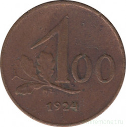 Монета. Австрия. 100 крон 1924 год.