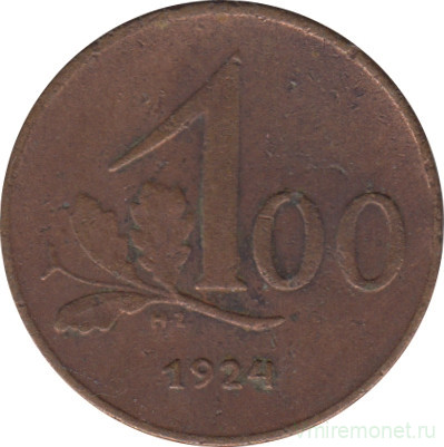 Монета. Австрия. 100 крон 1924 год.