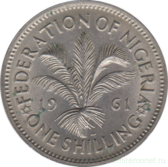 Монета. Нигерия. 1 шиллинг 1961 год.