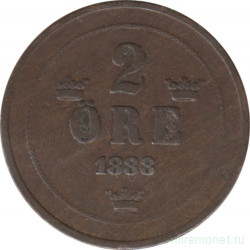 Монета. Швеция. 2 эре 1888 год.