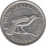 Монета. Новая Зеландия. 6 пенсов 1939 год. ав.