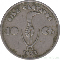 Монета. Боливия. 10 сентаво 1937 год.