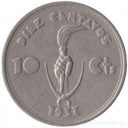 Монета. Боливия. 10 сентаво 1937 год.