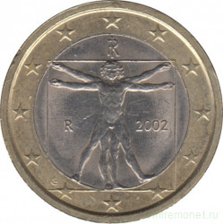 Монета. Италия. 1 евро 2002 год.
