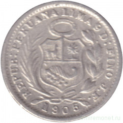 Монета. Перу. 1/2 динеро 1905 год.