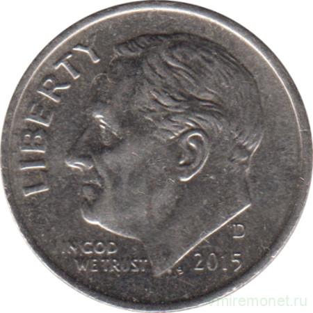 Монета. США. 10 центов 2015 год. Монетный двор D.