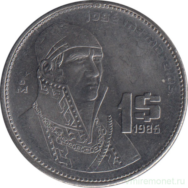 Монета. Мексика. 1 песо 1985 год.
