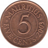 Монета. Маврикий. 5 центов 2003 год. ав.