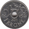 Монета. Норвегия. 1 крона 2011 год. ав.