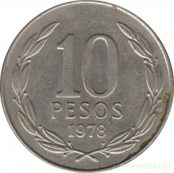 Монета. Чили. 10 песо 1978 год.