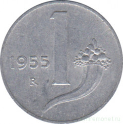 Монета. Италия. 1 лира 1955 год.