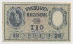 Банкнота. Швеция. 10 крон 1960 год.