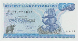 Банкнота. Зимбабве. 2 доллара 1983 год.