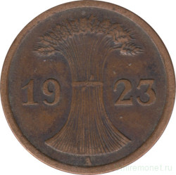 Монета. Германия. Веймарская республика. 2 рентенпфеннига 1923 год. Монетный двор - Берлин (А).