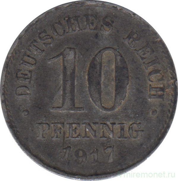 Монета. Германия (Германская империя 1871-1922). 10 пфеннигов 1917 год. Магнитная. (А).
